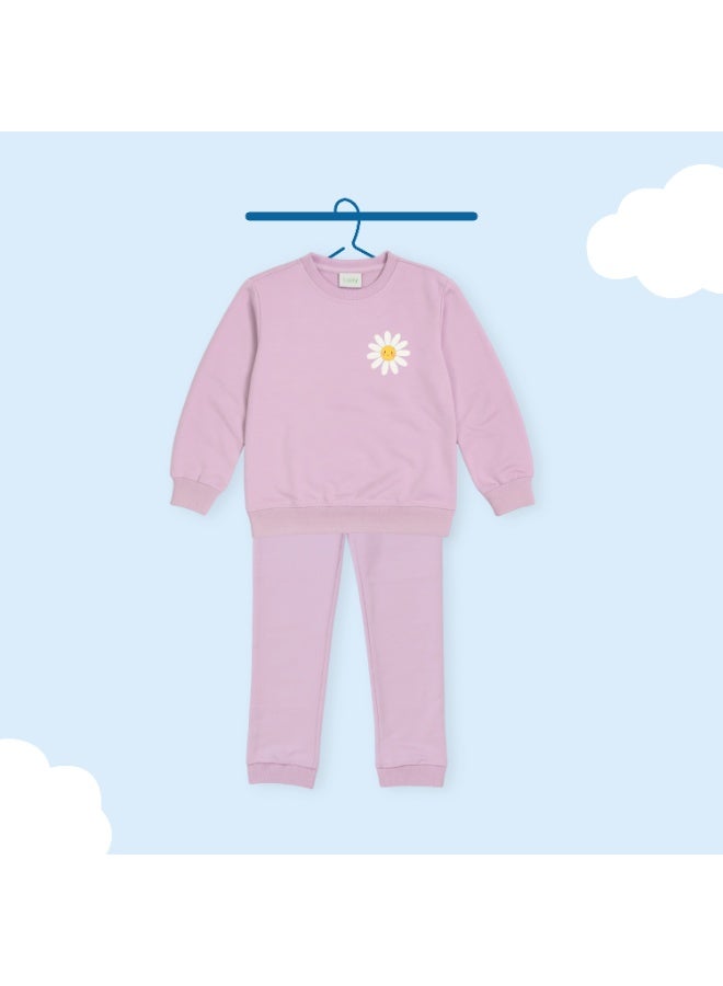 Luay Girls Winter Co-ord Set | Organic Cotton Top & Bottom | SoftCozy Winter Wear | Stylish Outfit ( Pink) - Image 2